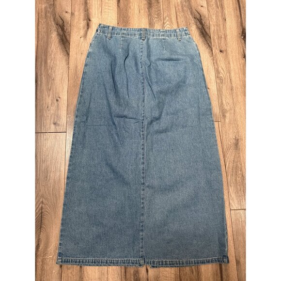 Vtg Club Newport Light Weight Denim Skirt Size 6P Cotton Midi Length Button-Fron - Picture 6 of 6